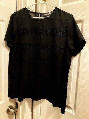 Karl Lagerfeld Black Short Sleeve Blouse